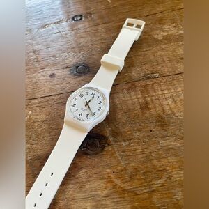 Women’s Swatch Watch, White, Analog, Silicon Strap, Water-resistant, Minimalist